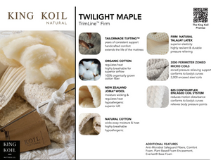 King Koil Natural Twilight Maple Firm